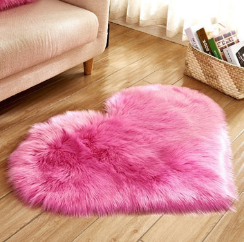 Plush Heart-Shaped Carpet